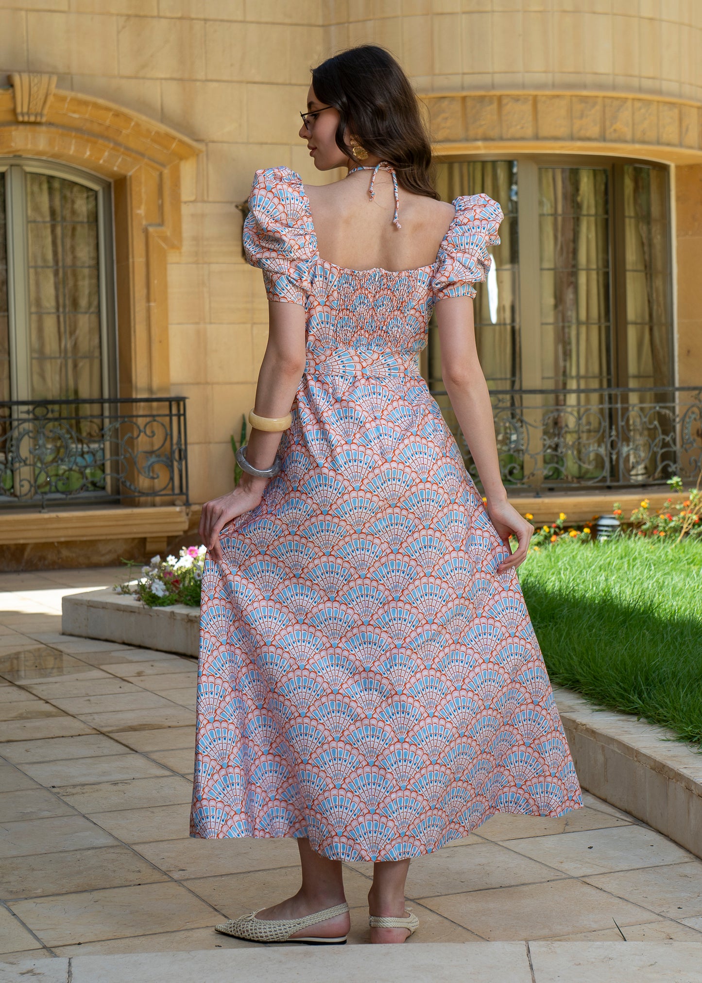 Geometric Fan Maxi Dress