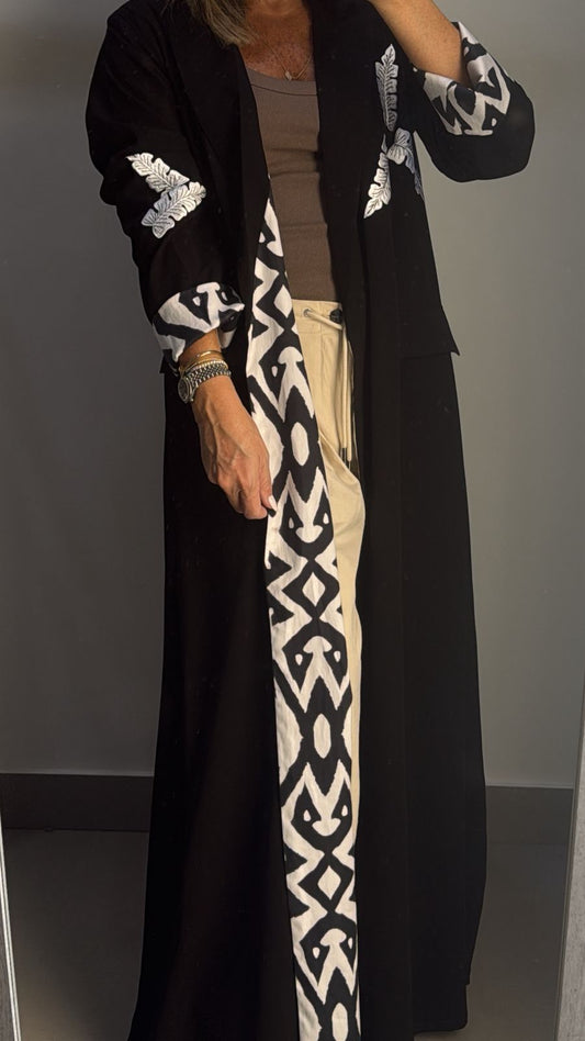 Black blazer look double face abaya