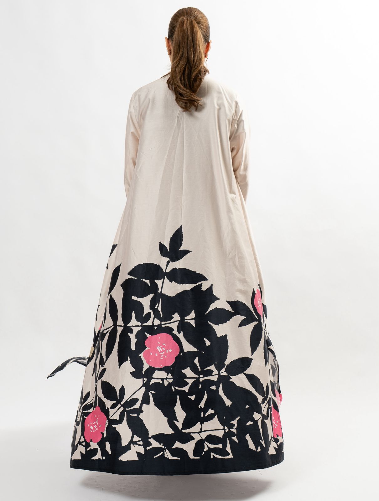 Pink & black garden Silk