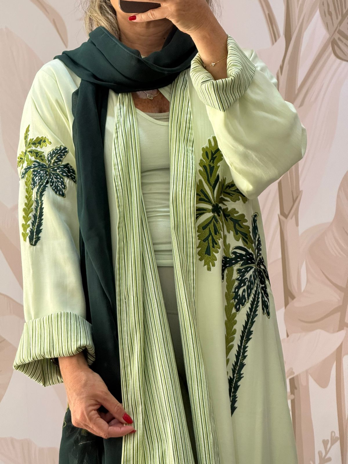 Green palm double face abayA