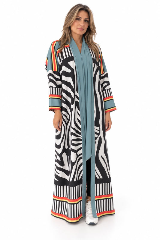 Zebra Stripe Silk Satin Abaya