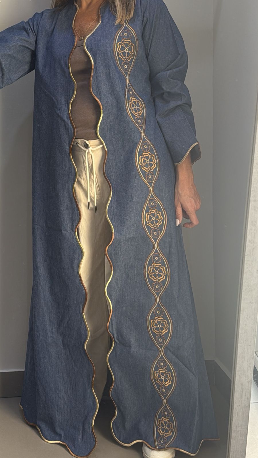 Denim heart Abaya