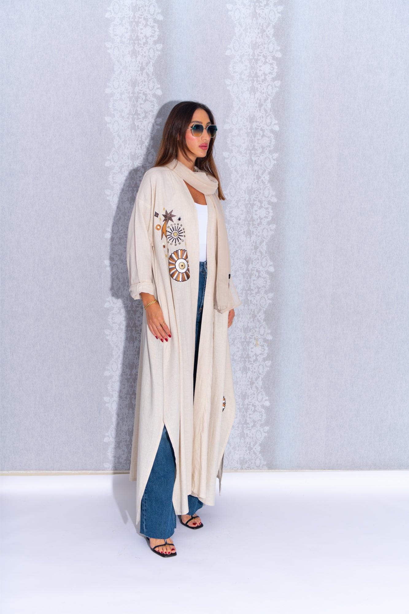 Classic Off-White Linen Abaya