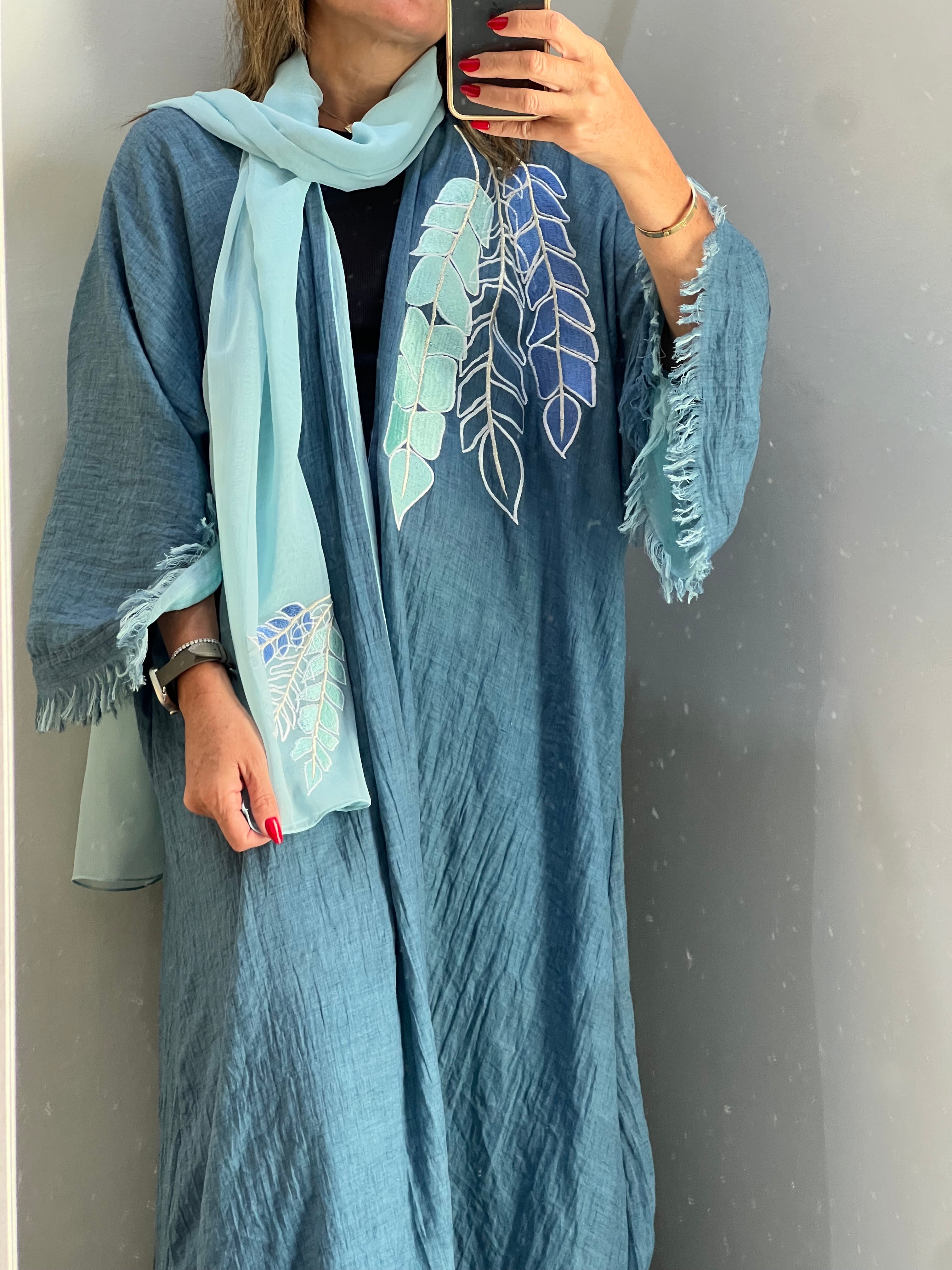 Leaf style dandy Cotton Abaya