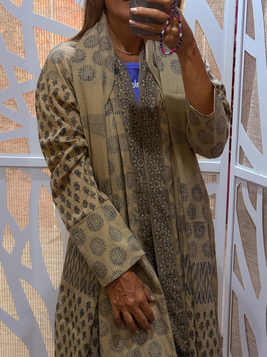 Beige prints Indian abaya