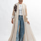 Beige striped abaya