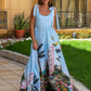Tropical Oasis Maxi Dress – Sky Blue Scenic Print