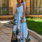Tropical Oasis Maxi Dress – Sky Blue Scenic Print