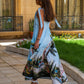 Tropical Oasis Maxi Dress – Sky Blue Scenic Print