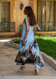 Tropical Oasis Maxi Dress – Sky Blue Scenic Print