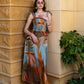 Tropical Illustration Smocked Maxi Set