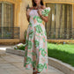 Verdana Botanical Puff-Sleeve Dress