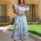 Rosé Riviera Scenic Puff-Sleeve Dress