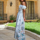 Rosé Riviera Scenic Puff-Sleeve Dress