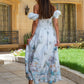 Rosé Riviera Scenic Puff-Sleeve Dress