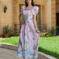 Rosé Riviera Scenic Puff-Sleeve Dress