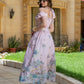 Rosé Riviera Scenic Puff-Sleeve Dress