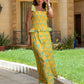 Soleil Fan Print Smocked Maxi Set