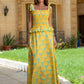 Soleil Fan Print Smocked Maxi Set
