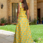 Soleil Fan Print Smocked Maxi Set