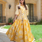 Citrine Sunbeam Mixed-Print Maxi Dress