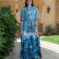 Azure Tropics Belted Maxi Dress