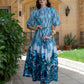 Azure Tropics Belted Maxi Dress