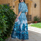 Azure Tropics Belted Maxi Dress