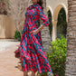 Vibrant Floral Ikat Shirt Dress