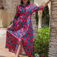 Vibrant Floral Ikat Shirt Dress