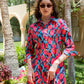 Vibrant Floral Ikat Shirt Dress