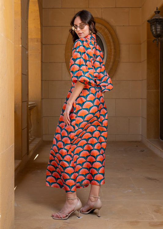 Geometric Fan Shirt Dress