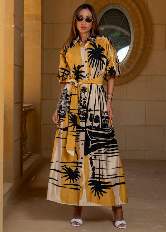 Oasis Sunset Belted Maxi Dress