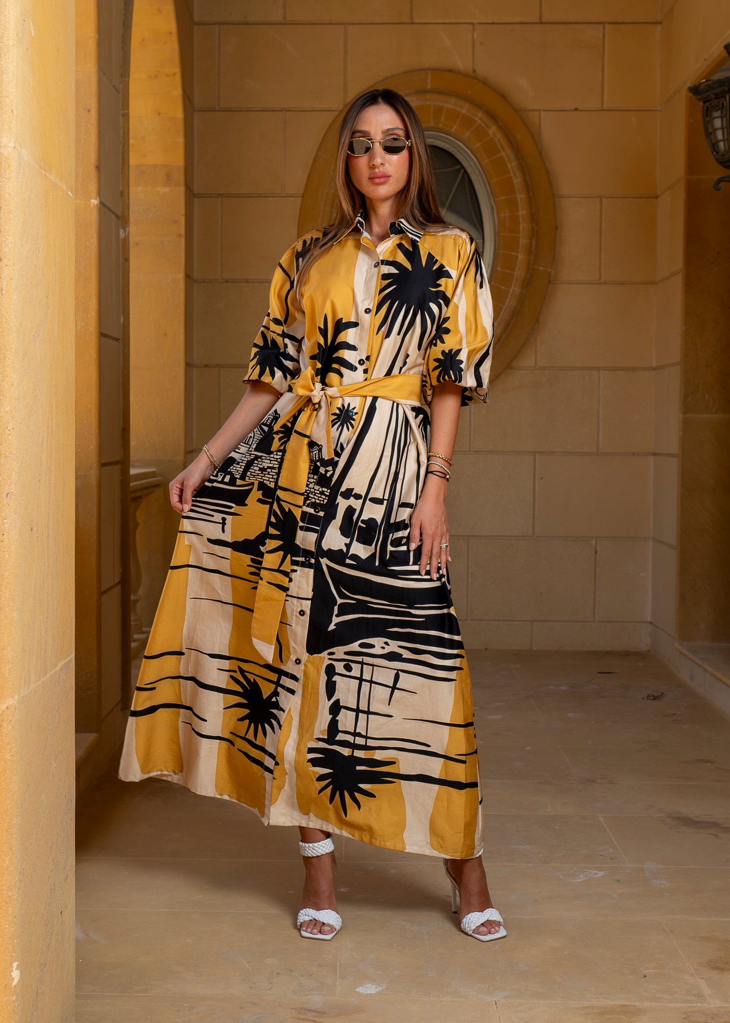 Oasis Sunset Belted Maxi Dress