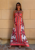 Sunset Palm Halter dress