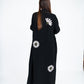 Black Abaya White Daisy Accents