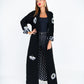 Black Crepe Abaya with White Daisy Accents