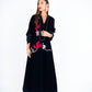 Black Velvet Abaya with Vibrant Floral Embroidery