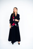 Black Velvet Abaya with Vibrant Floral Embroidery