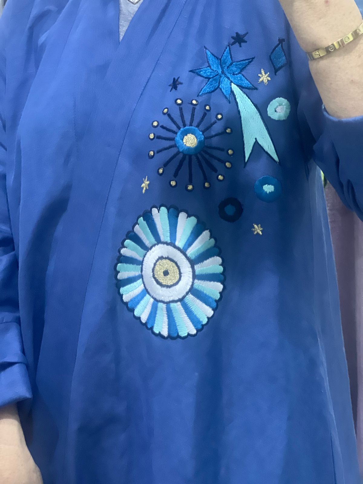 Blue cotton Abaya dress