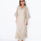 Chic baige Abaya with Golden Starburst Embroidery – Celestial Elegance