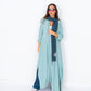 Chic sky blue Abaya with Golden Starburst Embroidery – Celestial Elegance