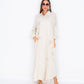 Chic white Abaya with Golden Starburst Embroidery – Celestial Elegance