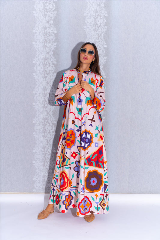 Colorful Cotton Abaya with Bold Patterns