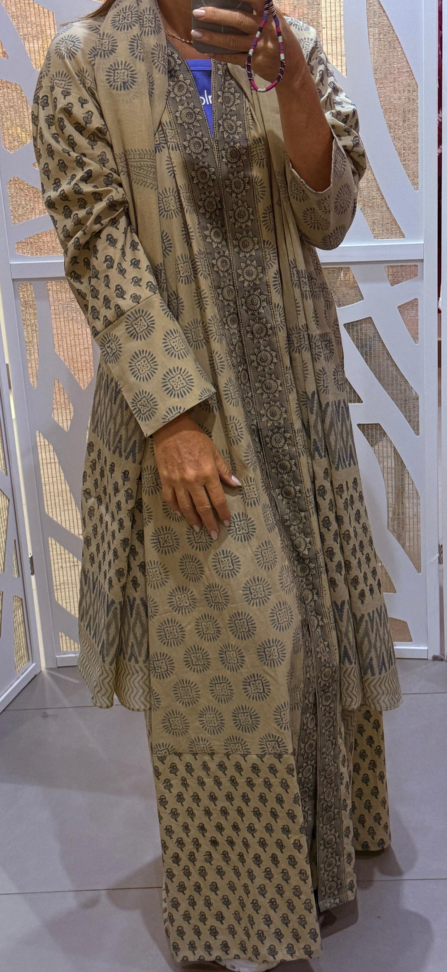 Beige prints Indian abaya