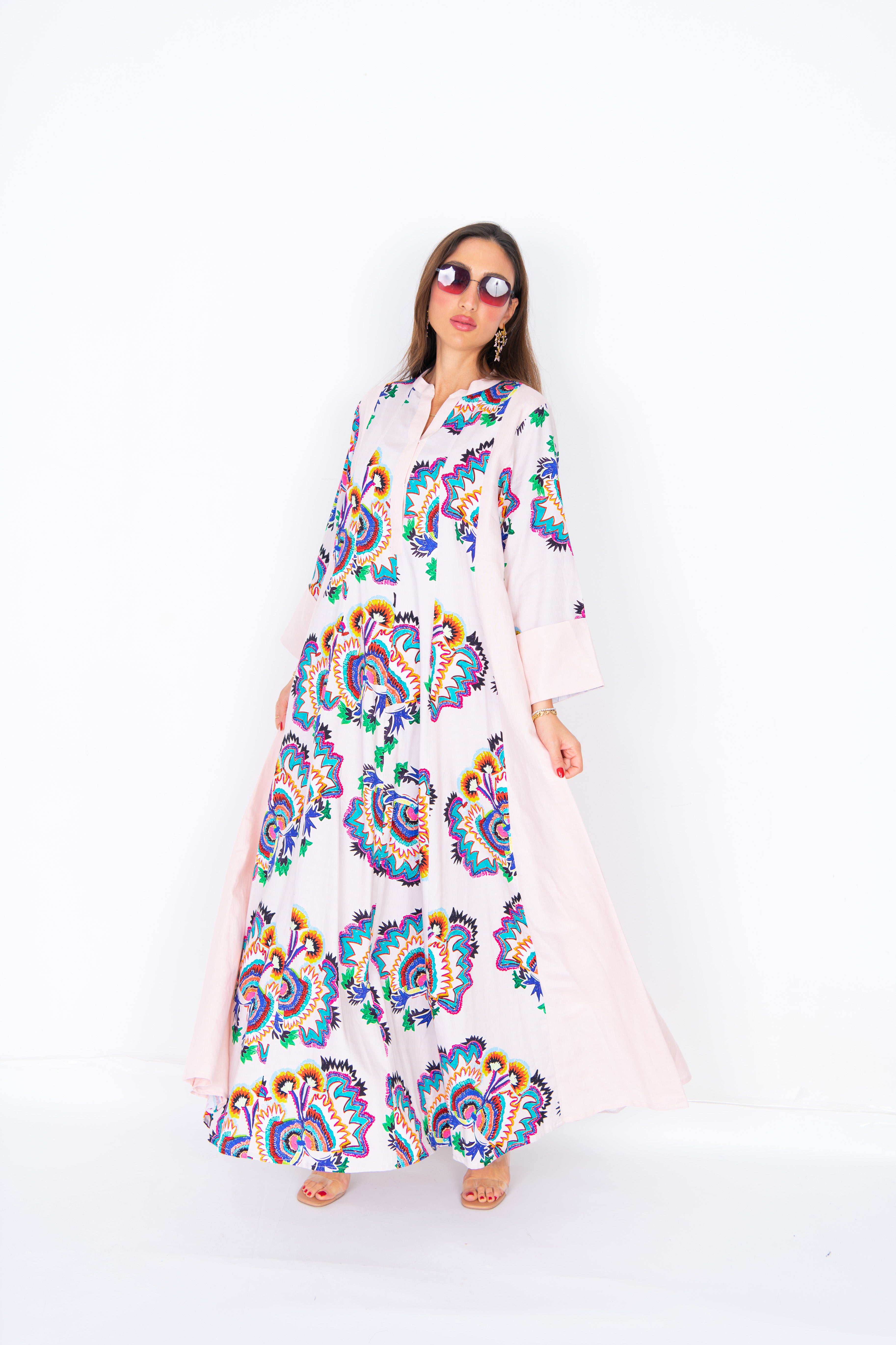 Lollibuter Abaya: Whimsical White with Colorful Embroidery