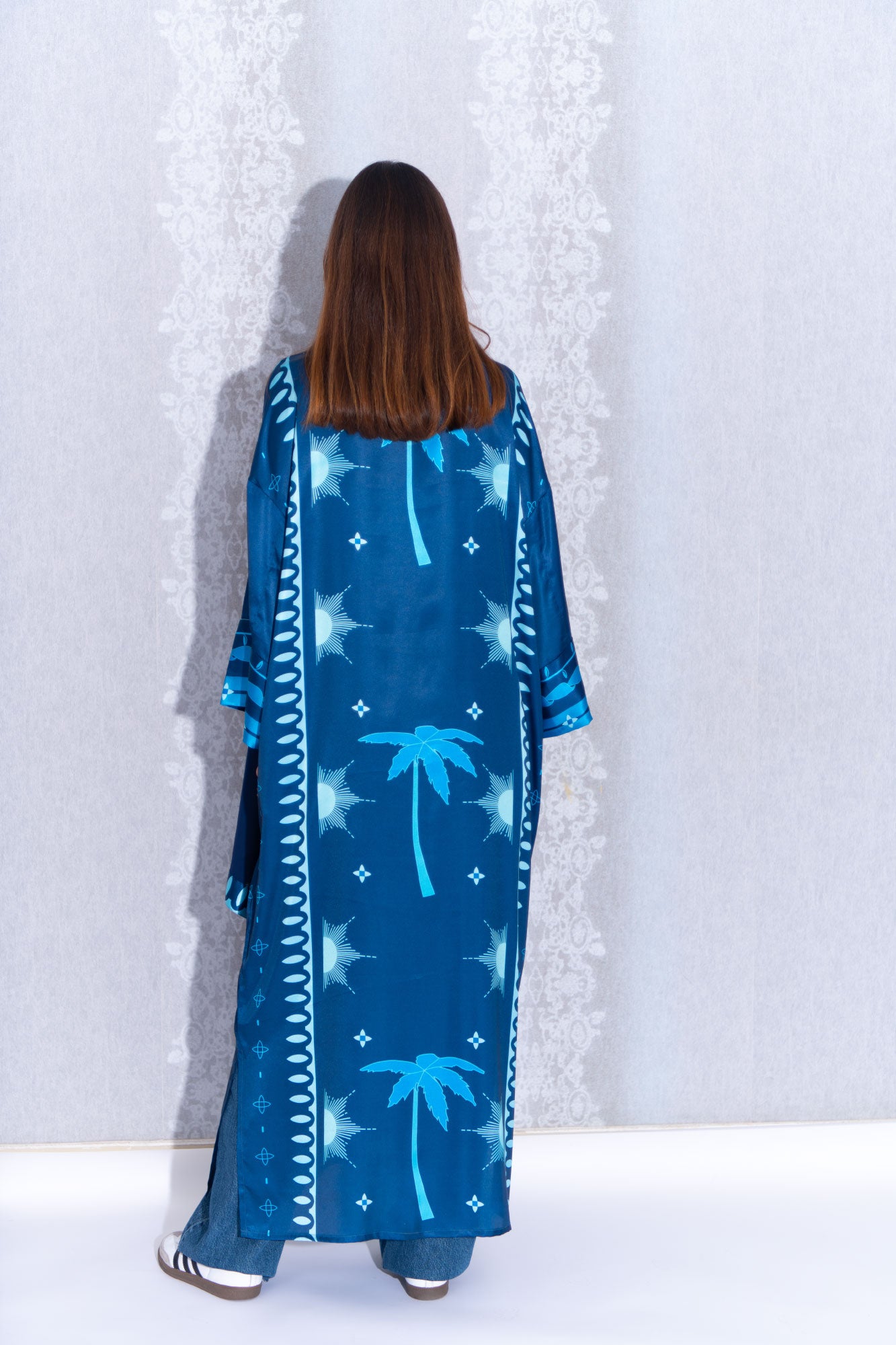 Elegant Silk Blue Abaya