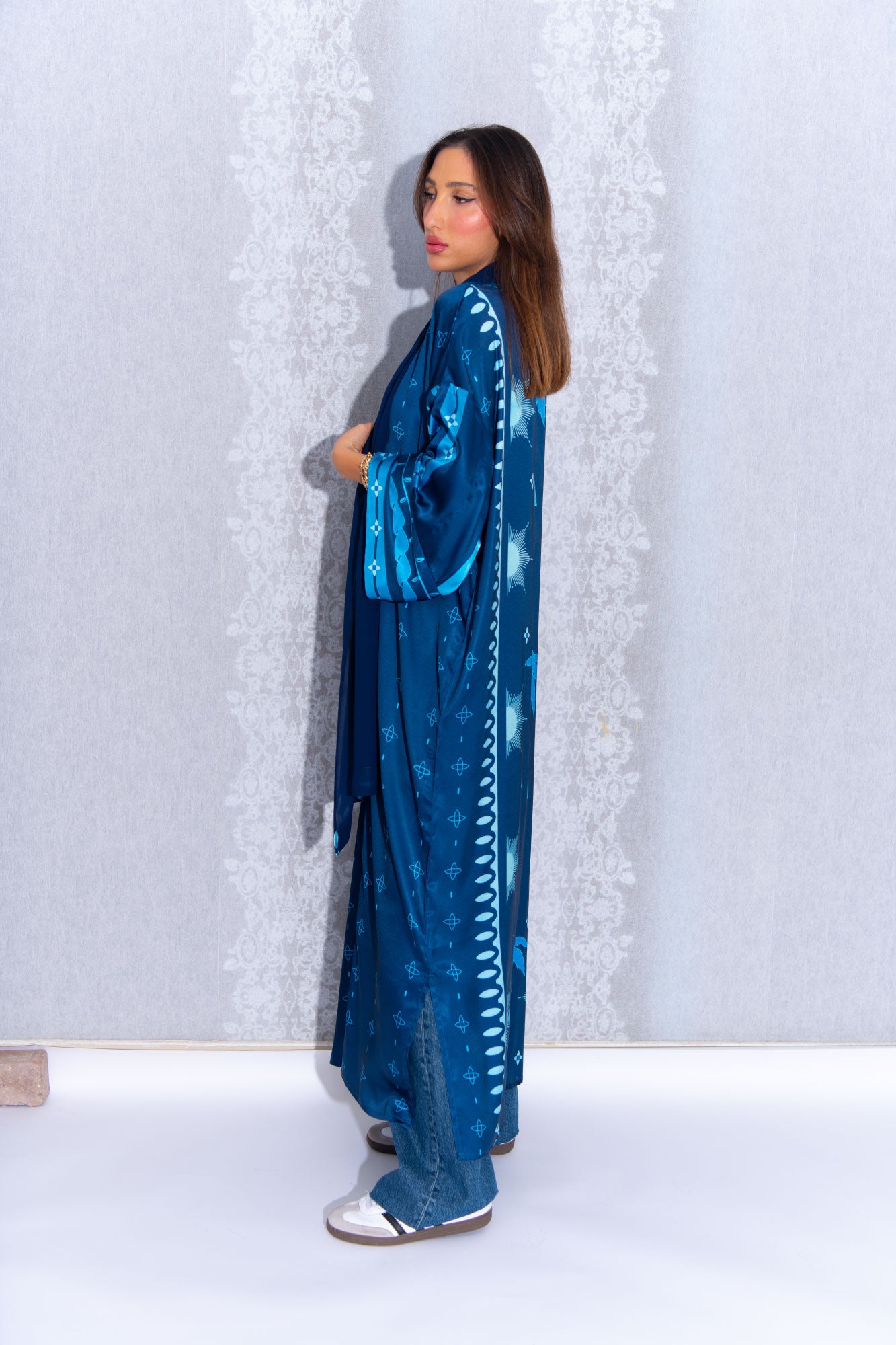 Elegant Silk Blue Abaya