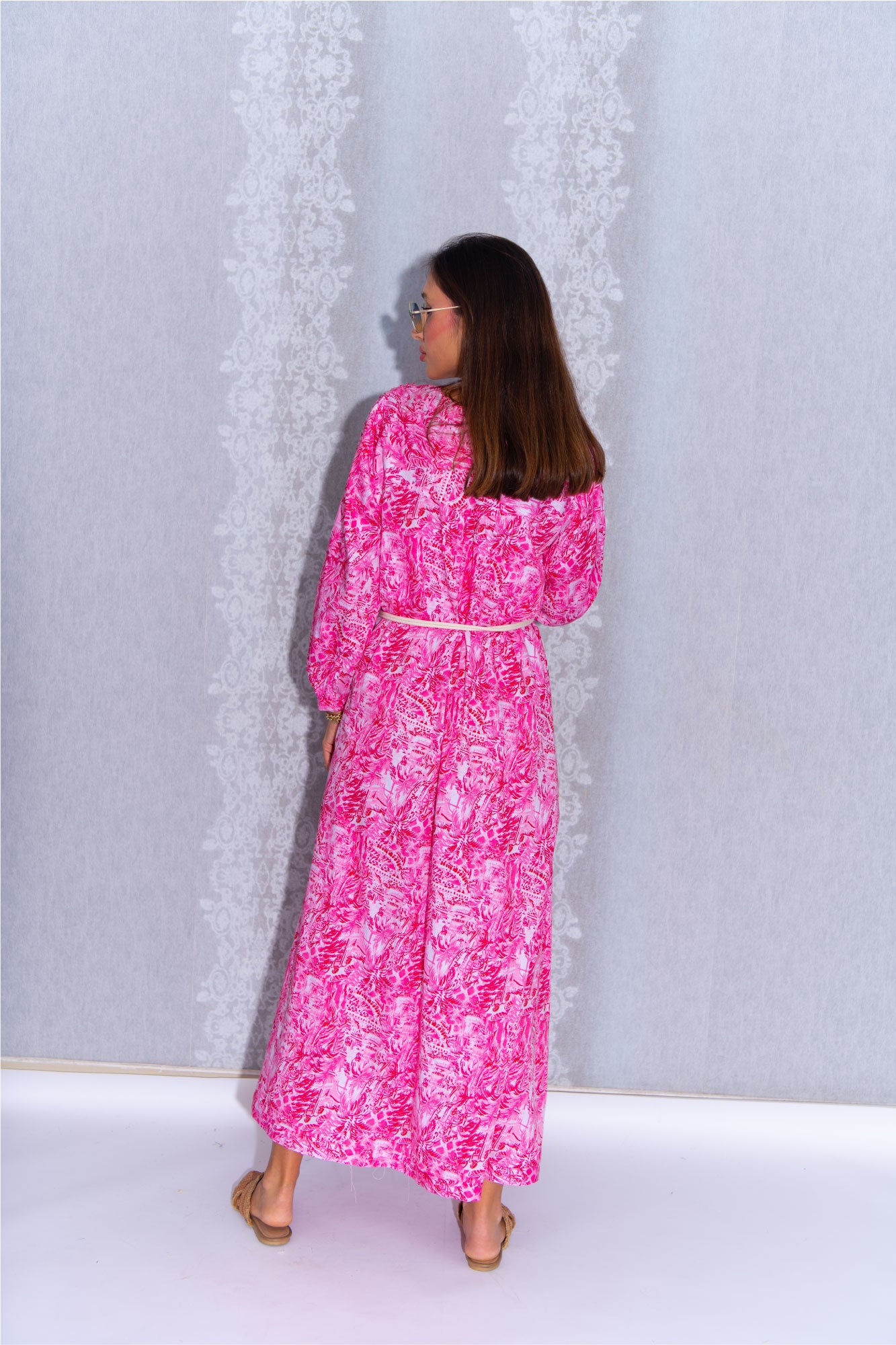 Vibrant Pink Belted Abaya - Bright and Flowy Dress