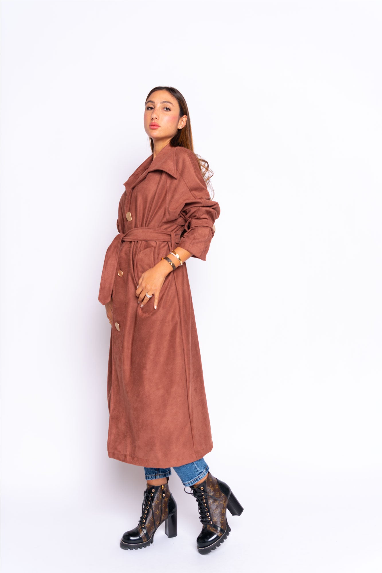 Chamois Brown Coat with Belt